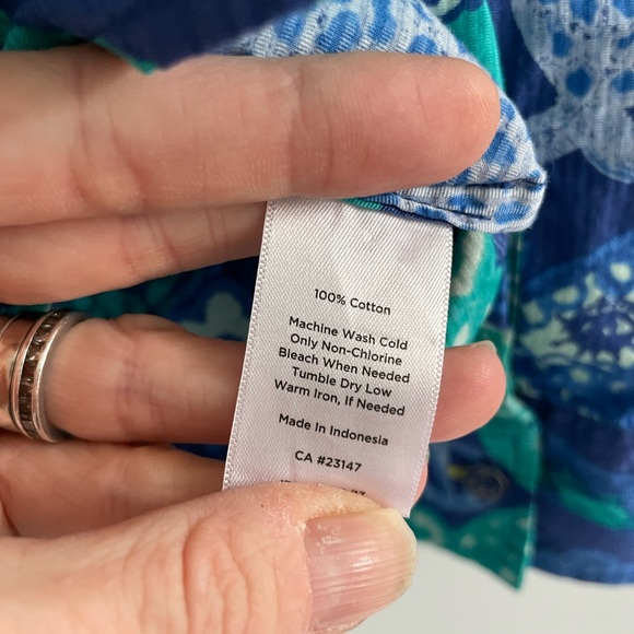 Talbots Fish Print Tunic Blouse - Picture 6 of 8